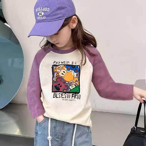 女童纯棉长袖T恤新款插肩袖春秋儿童打底衫中大童女孩开学季上衣,童装/婴儿装/亲子装,T恤,淘宝优惠券,粉丝福利购,淘宝优惠卷