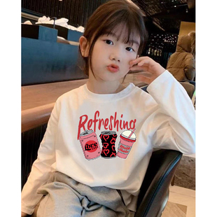 女童长袖t恤内搭打底衫纯棉体恤时尚白色衣服春秋季新款秋装上衣