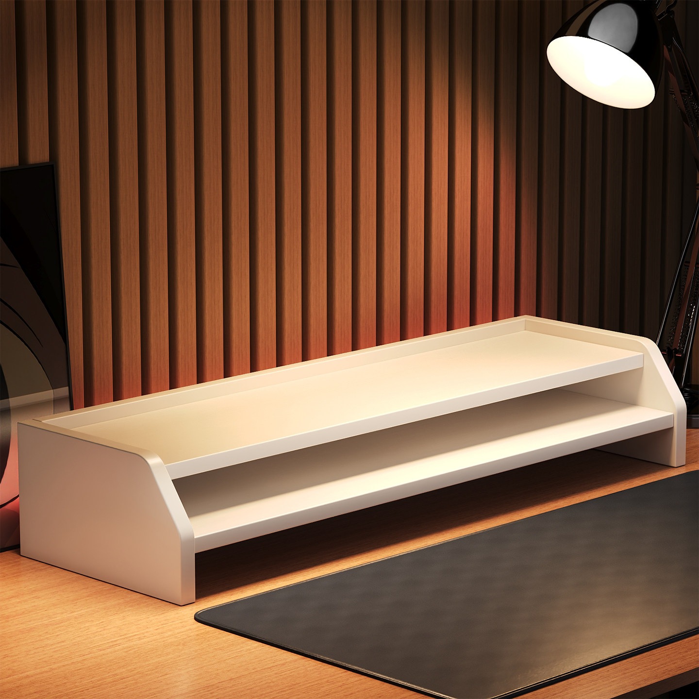 工位办公室桌双层电脑台式显示器桌面屏幕增高架带抽屉笔记本架子