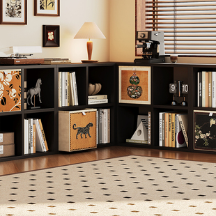 日式钢制格子柜卡莱克书架家用客厅落地置物架自由组合八格收纳柜