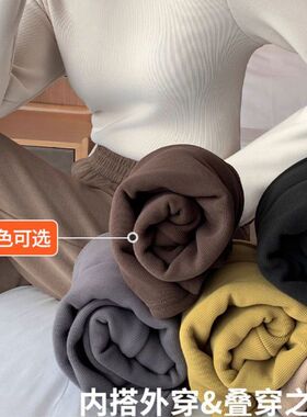 半高领打底衫女2025新款秋冬季内搭厚绒长袖加绒上衣修身叠穿白色