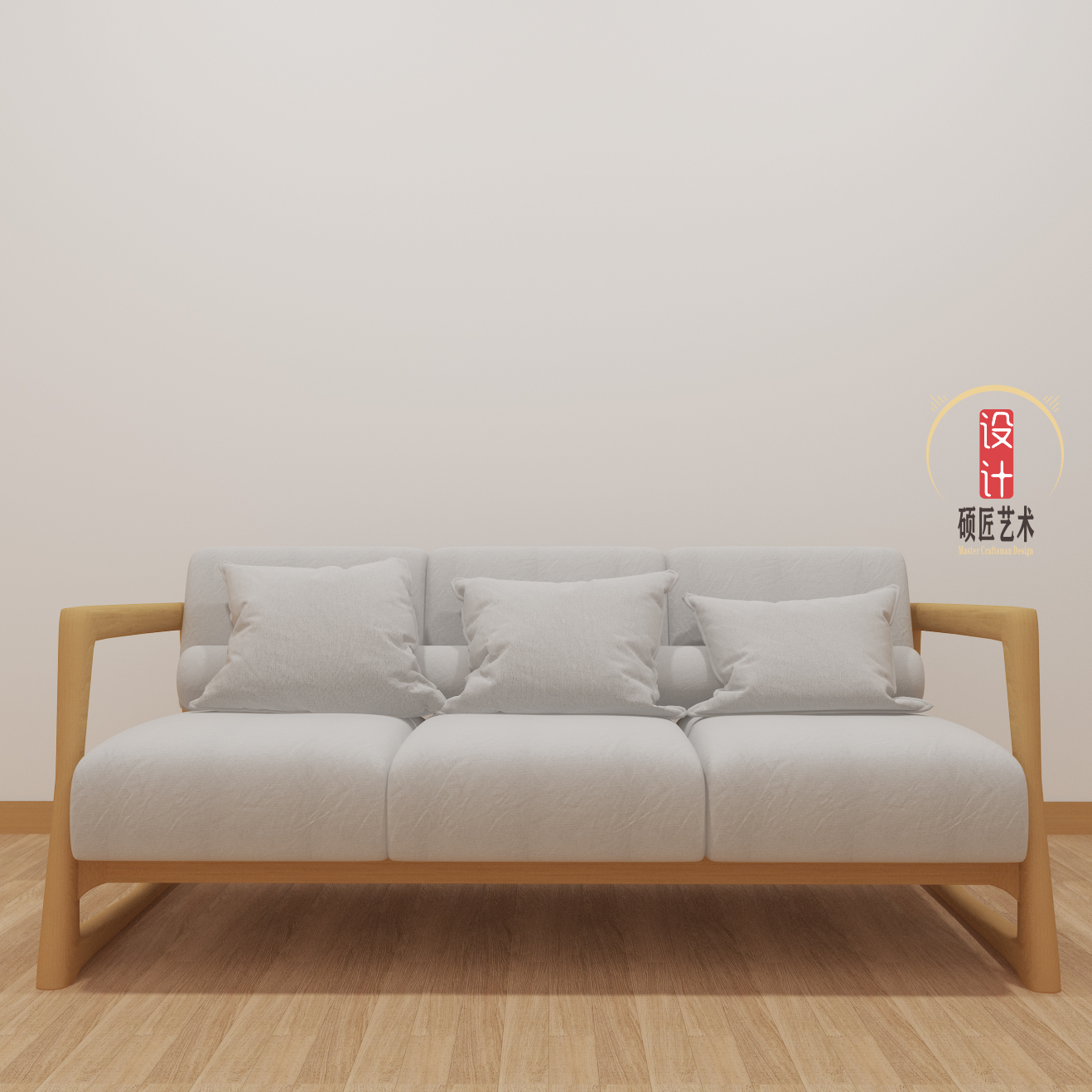 硕匠艺术卯榫白橡木实木原木沙发