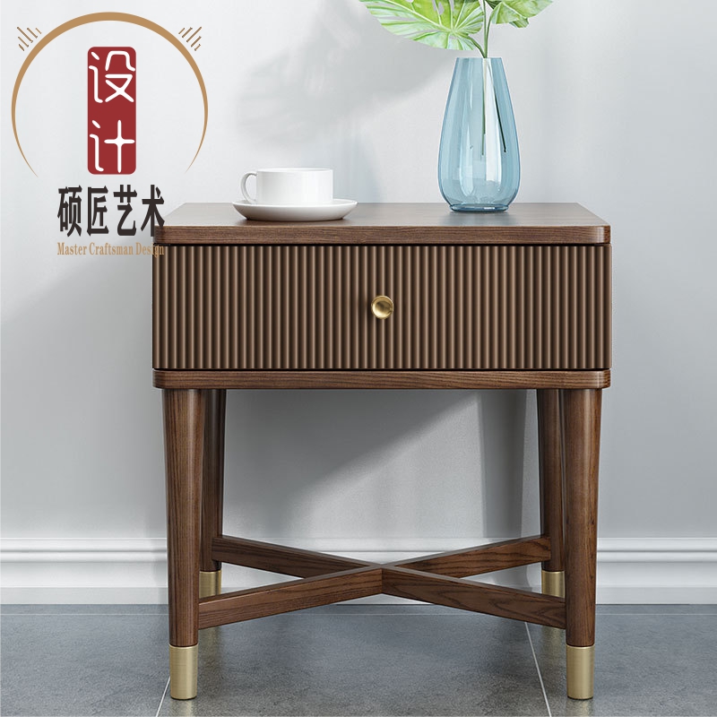 轻奢白蜡木胡桃色储物柜