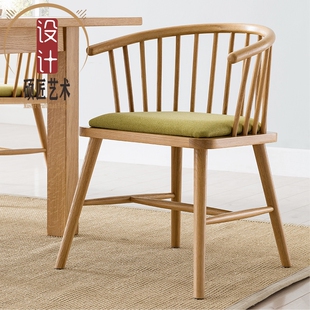 北欧创意书椅实木餐椅休闲靠背椅白橡木办公椅温莎公主椅日式家具