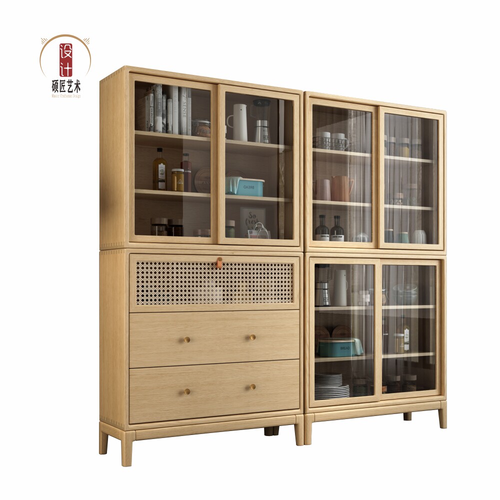 匠产北欧现代白蜡原木餐边柜酒柜