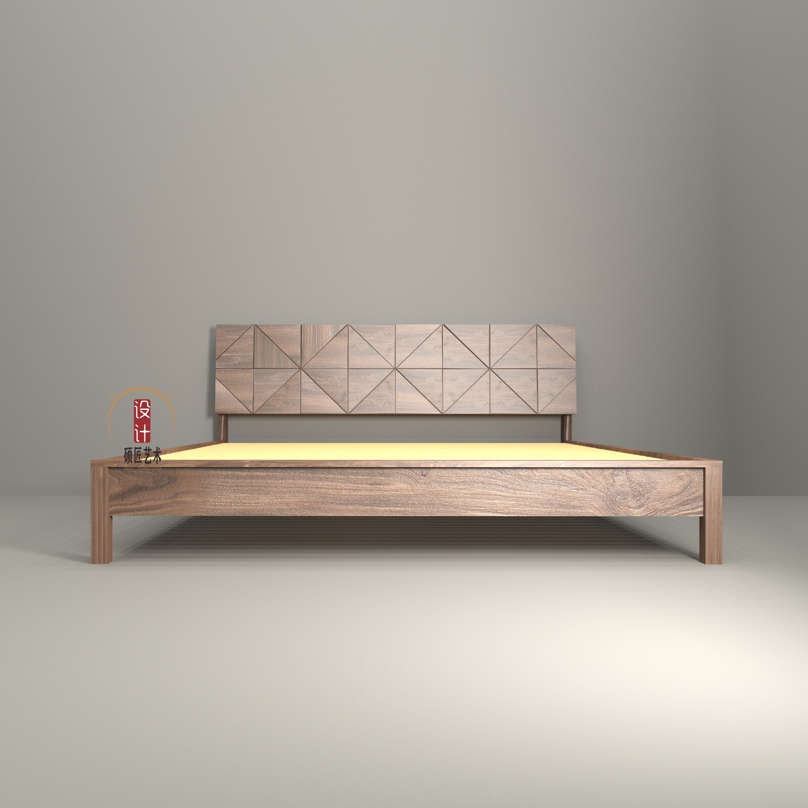 匠产意式北欧新中式黑胡桃床bed