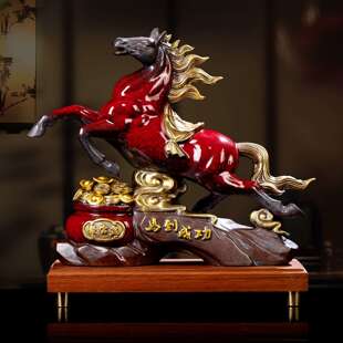问瓷阁红色马到成功摆件生肖马客厅酒柜办公室招财马装饰品摆设