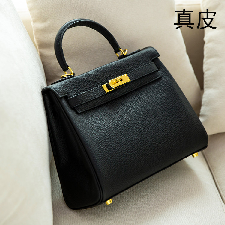 h家二代手提高级感togo皮凯莉包真皮女小牛皮女包大号mini包包