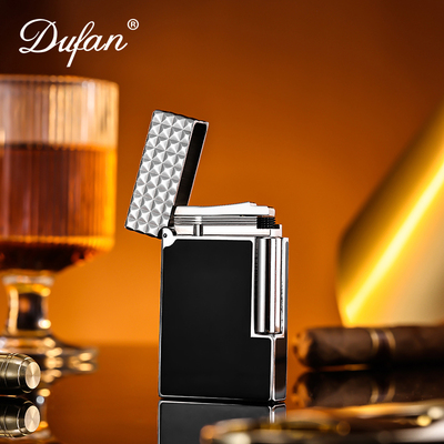 法国DUFAN朗声打火机气体黄铜侧滑轮定制送男友生日礼物 达官贵人