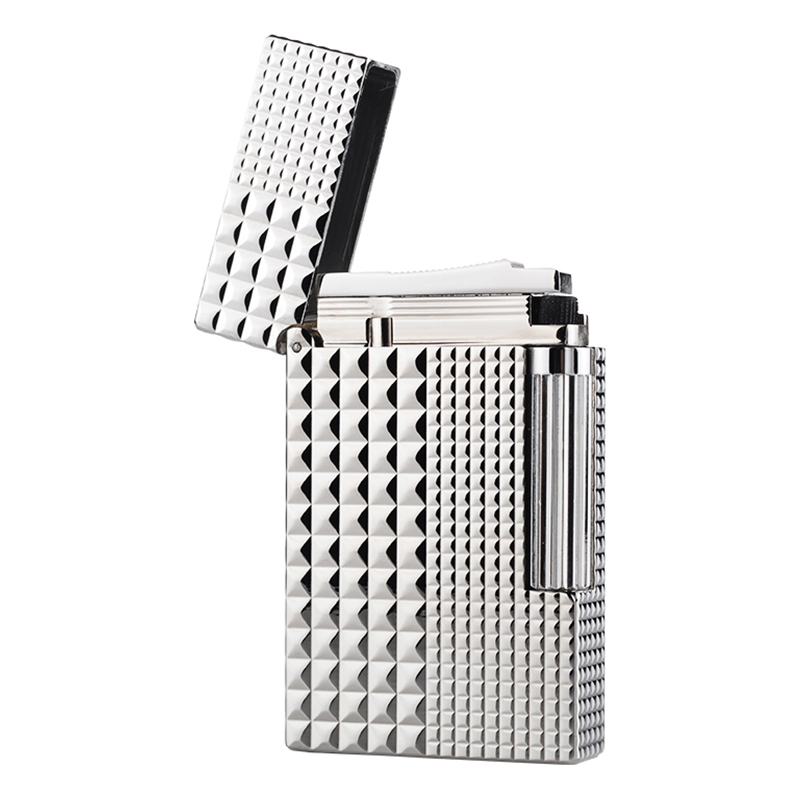DUFAN都梵原装正版钻石菱格纹全铜复古朗声不防风定制充气打火机