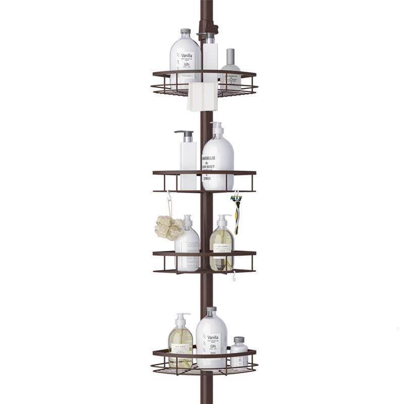 跨境浴室转角置物架不锈钢收纳架多层毛巾架角落架四层顶天立地