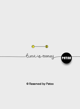 【PATOO怕痛】原创纹身贴 时间就是金钱time is money黄色英文ins