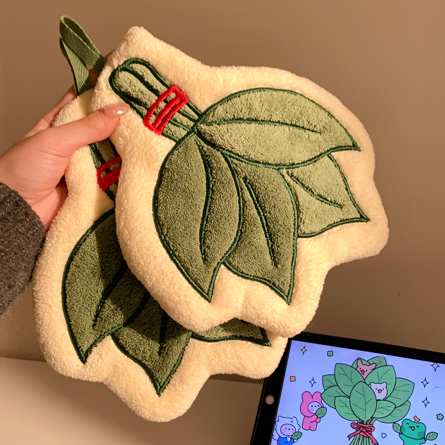 去晦气~可爱柚子叶擦手巾珊瑚绒