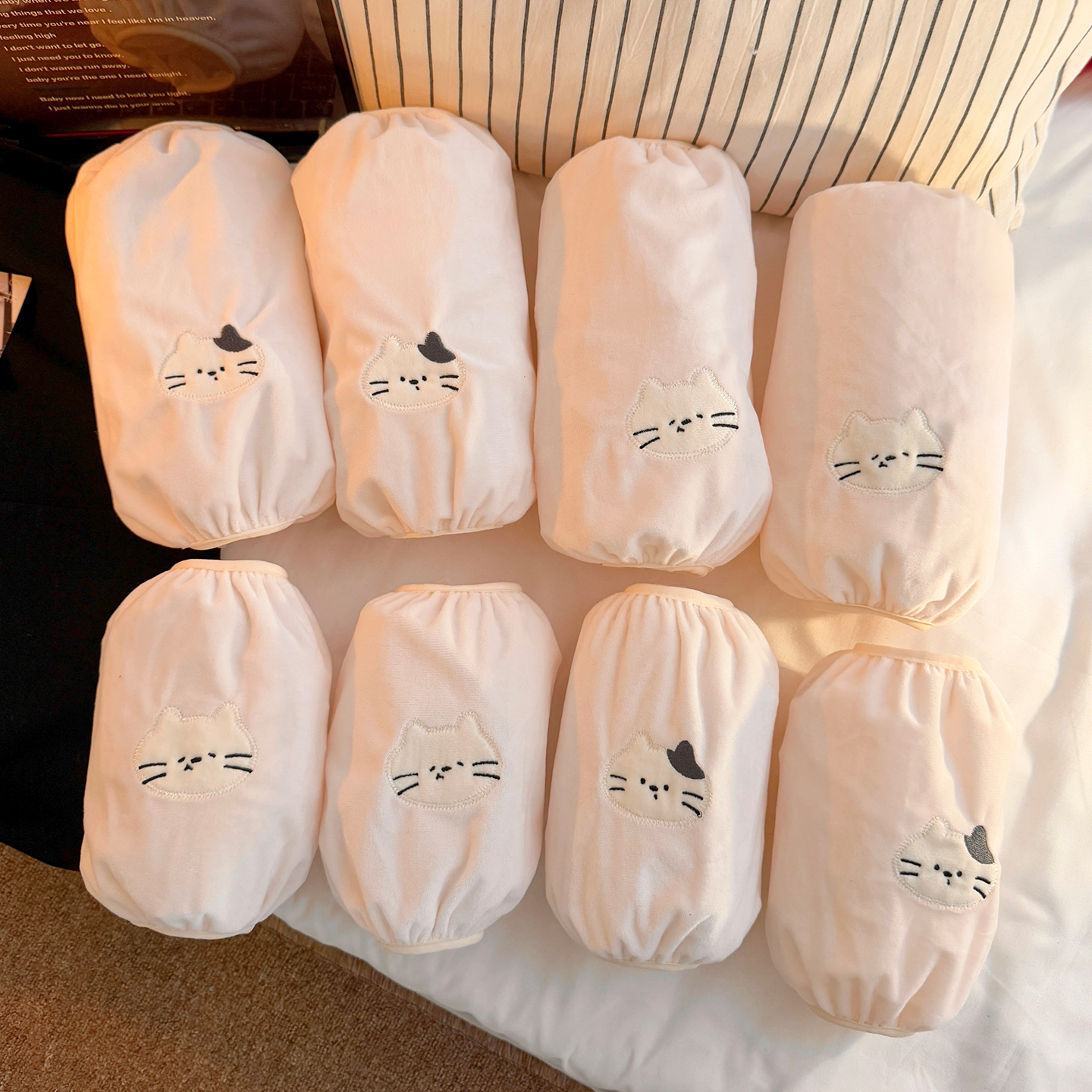 可爱猫咪袖套秋冬保暖防脏儿童