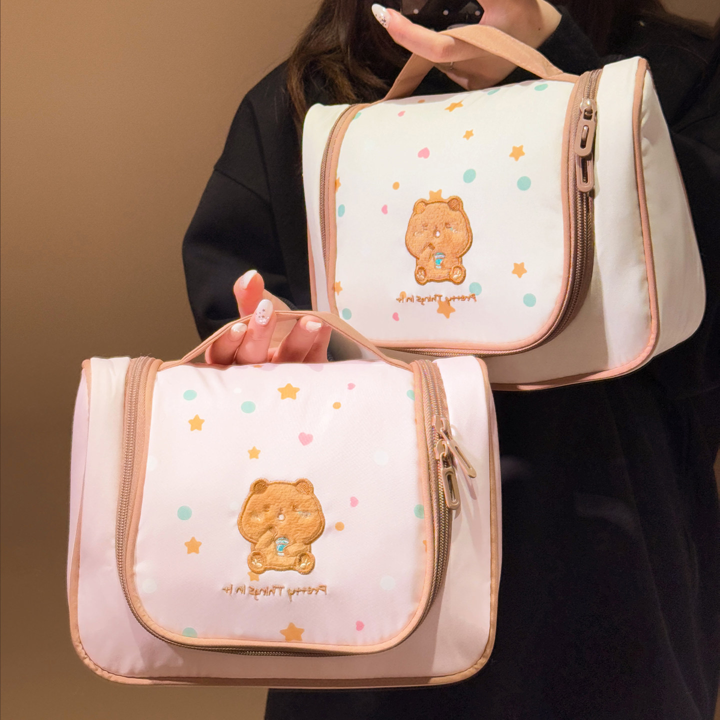 可爱卡通化妆包女外出便携大容量护肤品收纳包袋分区洗漱包可悬挂,收纳整理,化妆包,淘宝优惠券,粉丝福利购,淘宝优惠卷