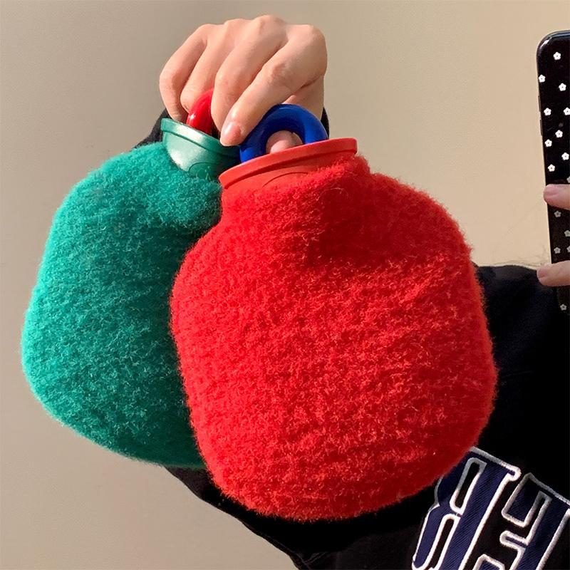 简约复古注水热水袋暖手热敷手提