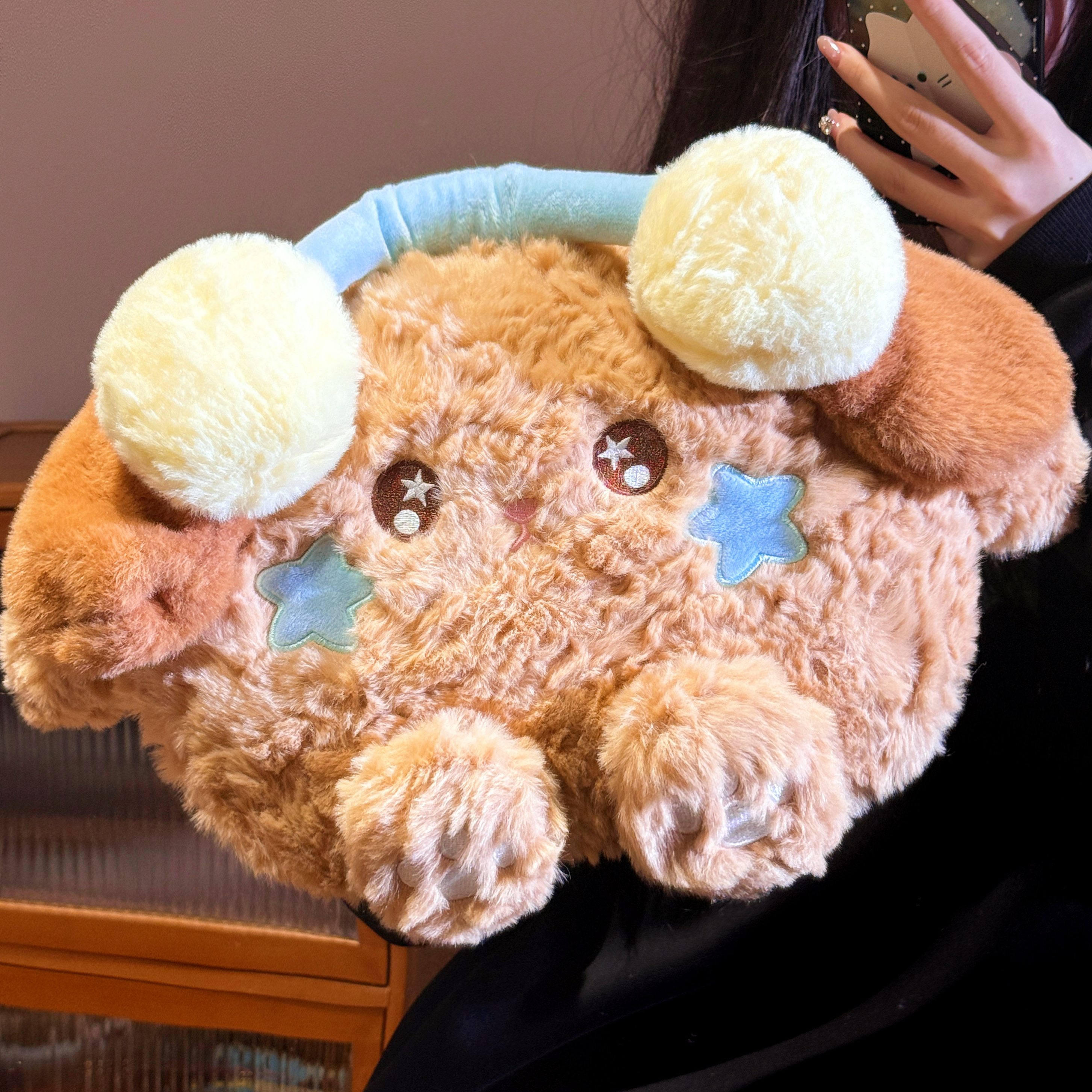 可爱耳机小狗毛绒热水袋可拆卸