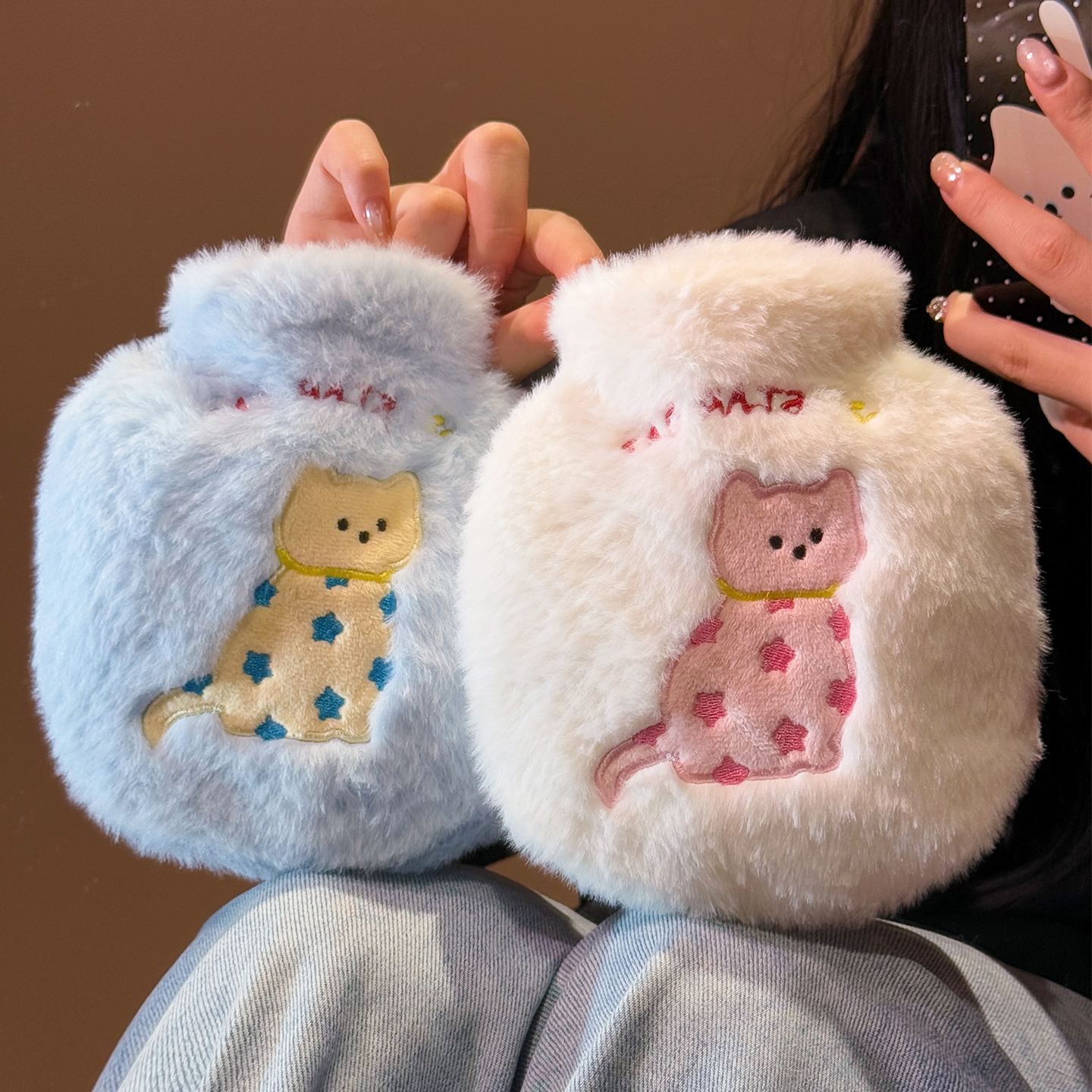 可爱毛绒注水热水袋暖手痛经热敷