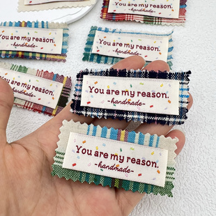 格纹布标diy手作现货服装 领标定制衣服布标织标织唛商标包包辅料