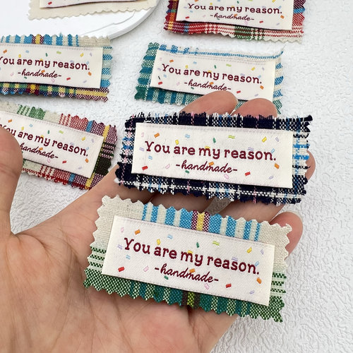 格纹布标diy手作现货服装领标定制衣服布标织标织唛商标包包辅料