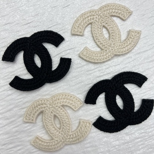 双C大衣刺绣标签辅料复古英文布贴袖标字母织唛个性百搭