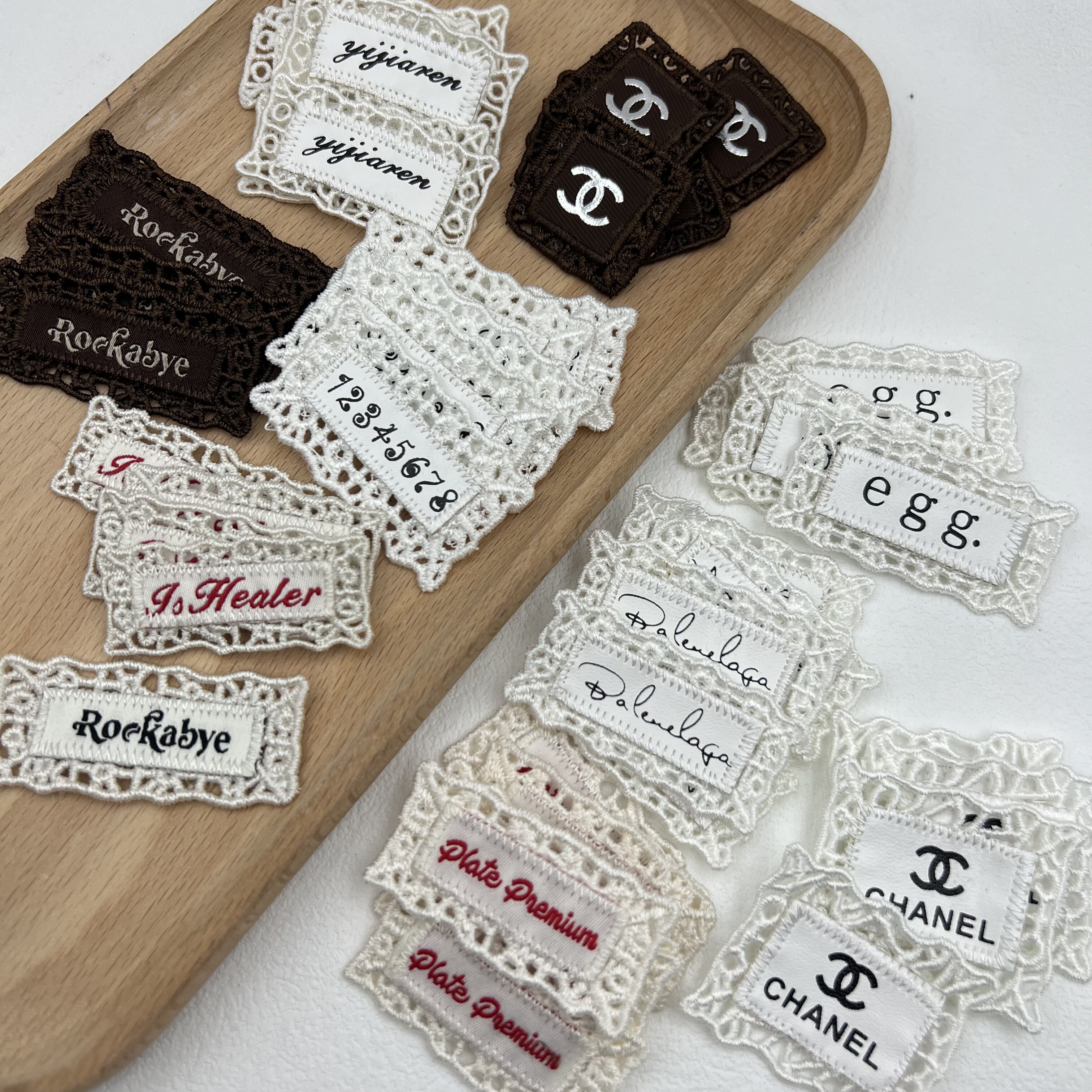 新款水溶精美绣花刺绣商标装饰鞋帽包服装辅料配饰补丁布标布贴