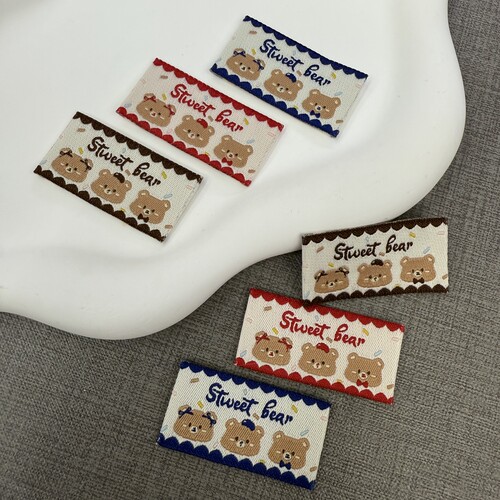 小熊织标现货韩国原创宠物布标可爱织唛标可缝手工DIY布贴包包标