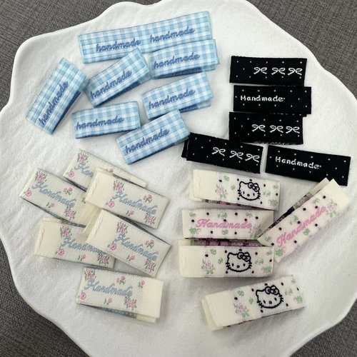 发夹标现货夹标小标签手工缝纫DIY装饰补贴织唛蝴蝶结布标现货