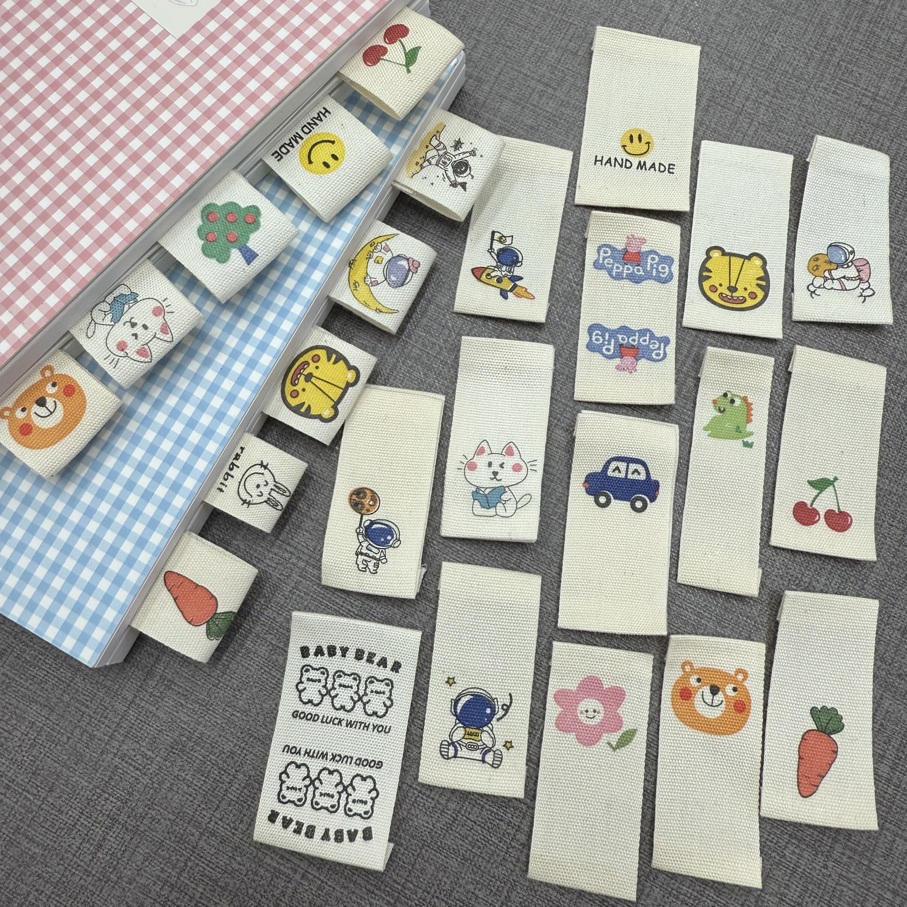 儿童纯棉卡通ins韩国小清新现货织唛布标服饰鞋袜包包布贴手工DIY