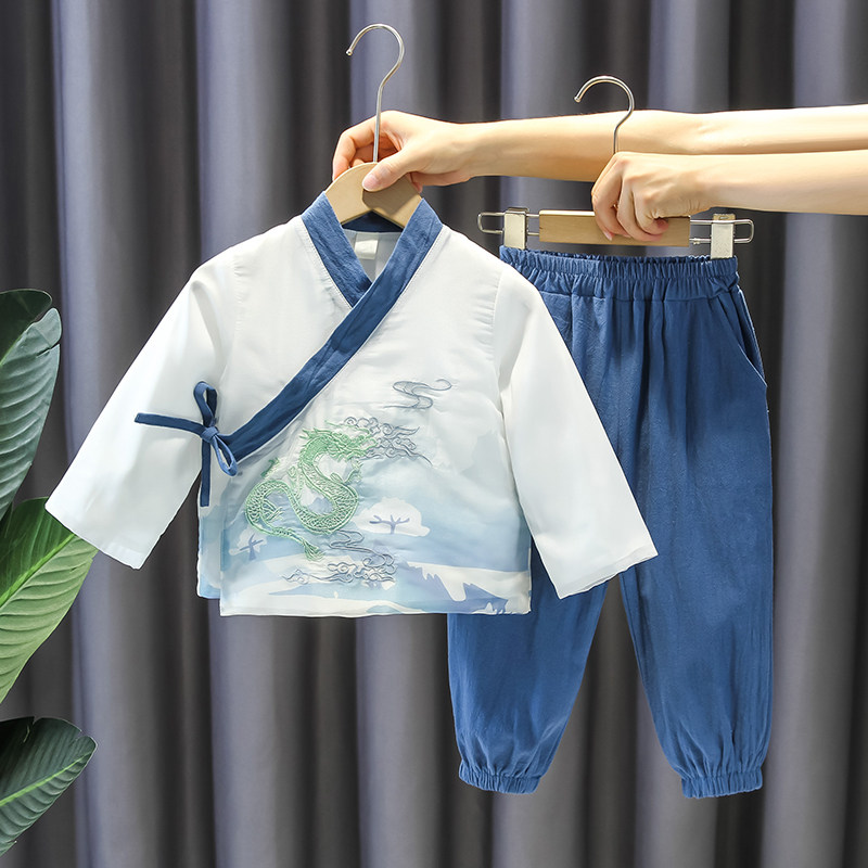 儿童汉服秋季长袖唐装男童中国风古装宝宝周岁礼服秋装民族风套装属于什么档次？