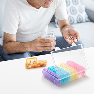 新款一周14格老人药盒 便携式旅行早晚2格分藥盒超大容量收纳盒子