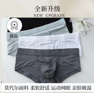 【高品质莫代尔】透气网孔运动时尚柔软舒适低腰单层男士三角短裤