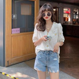 大码 白衬衫 百搭微胖法式 女夏新款 mm胖潮上衣酷显瘦炸街 2024年短袖