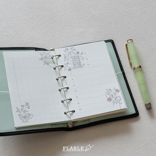 A7|花墙时间轴一日一页法文格内页活页替芯法式手帐