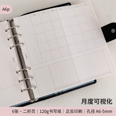 A6p｜月度可视化 二折页 运动睡眠心情阅读可视化记录内页 A6per