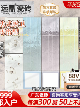 远晶 300x900法式花砖柔光厨卫墙砖地砖阳台渐变琉璃釉格子瓷砖