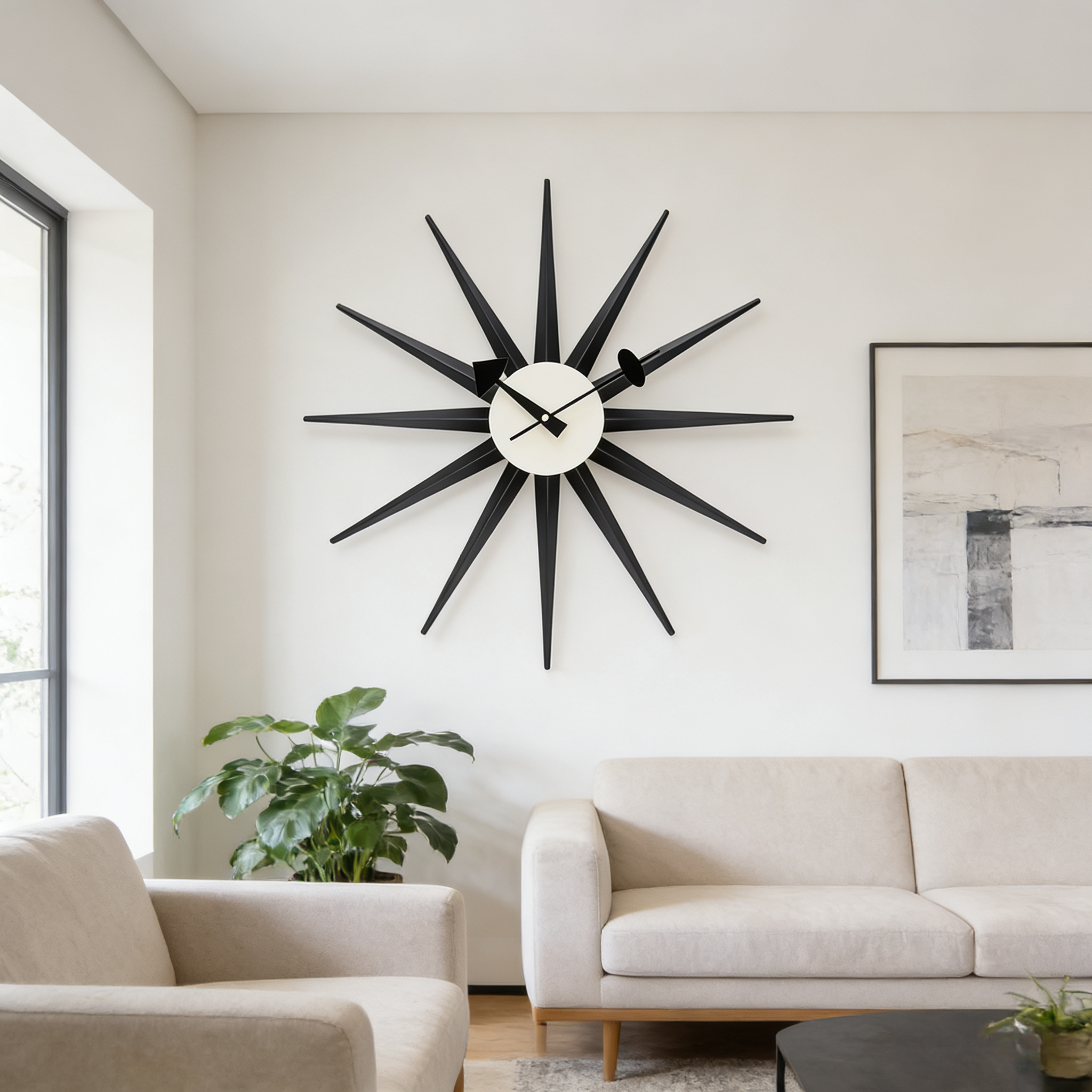 北欧设计挂钟Nelson Sunburst Clock尼尔森太阳时钟表客厅卧室钟