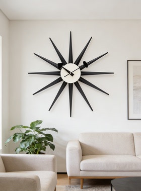 北欧设计挂钟Nelson Sunburst Clock尼尔森太阳时钟表客厅卧室钟