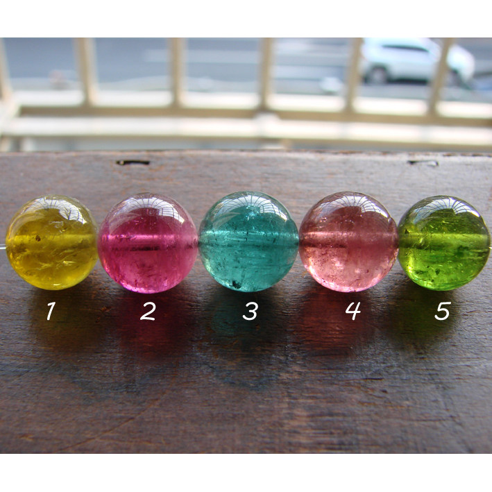 【MagicLove】天然老矿料荧光糖果碧玺◎12-12.5mm大圆珠红黄蓝绿