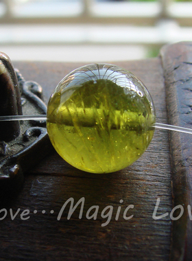 【Magic Love】天然通透黄绿渐变色碧玺12.4mm大圆珠单珠◎特价