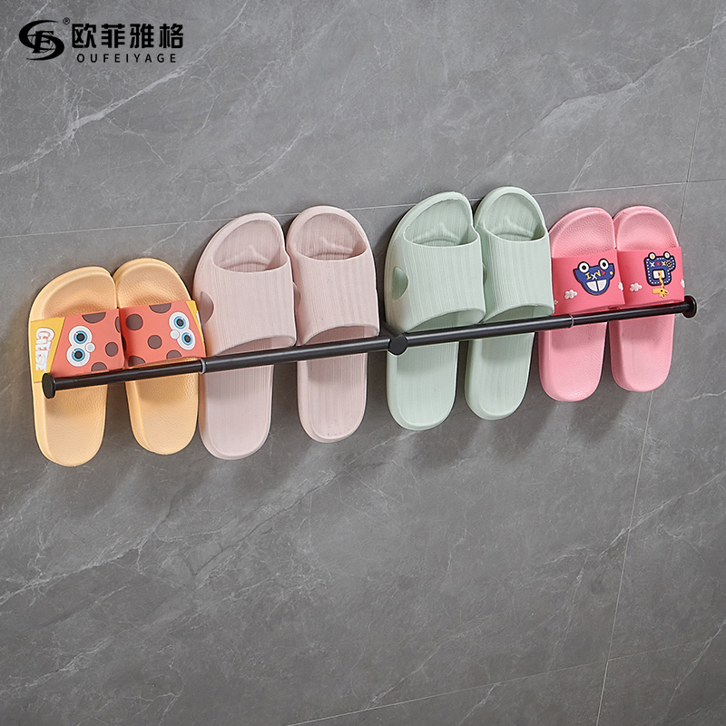 免打孔不锈钢浴室枪灰伸缩毛巾架