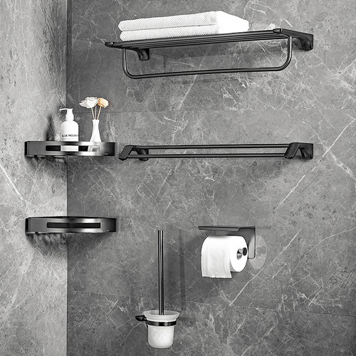 枪灰色毛巾架304不锈钢轻奢风