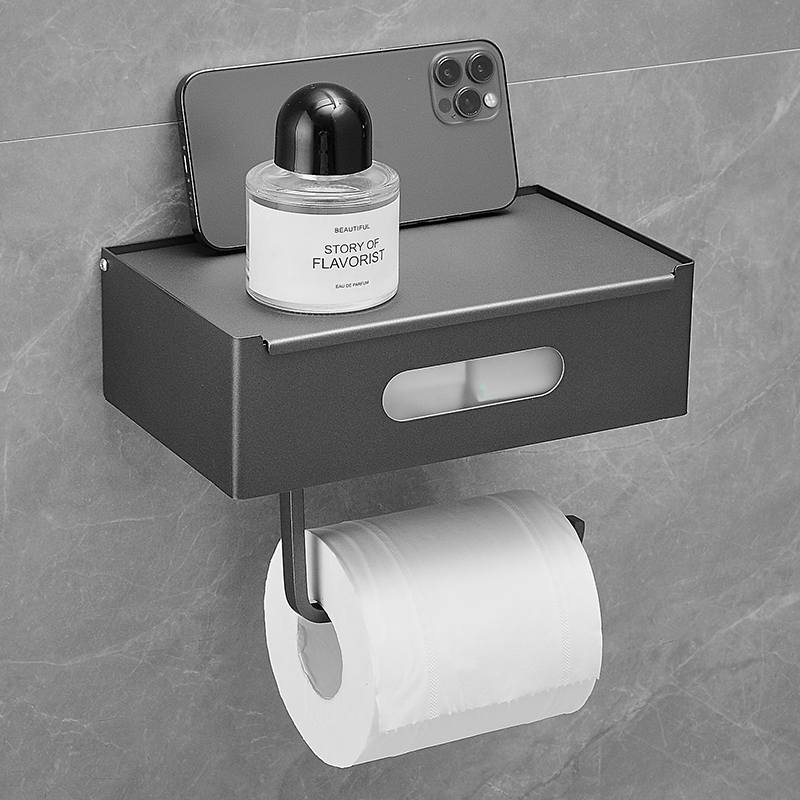 灰色翻盖纸巾架不锈钢打孔