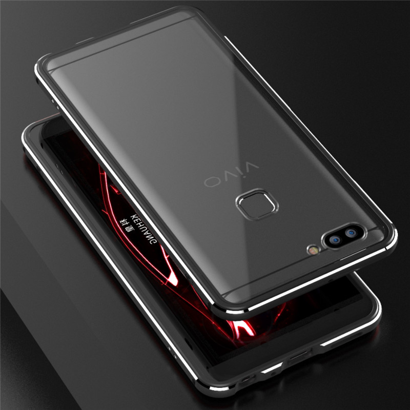 iy Bicolor Aurora Aluminum Metal Bumper Scratch Resistant Transparent PC Case Cover for vivo X20