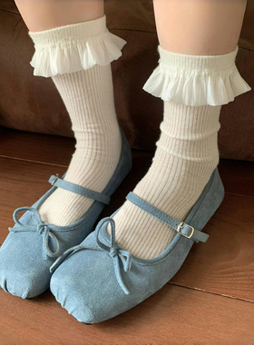 夏日芭蕾少女~可可爱爱的花边袜真的绝美~白色袜子女简约薄款镂空