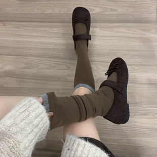 秋冬这个土土的咖色实在太好搭!妥妥的韩系女高~袜子女桑蚕丝羊毛