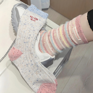 冬日里的一抹粉色~软萌软萌的少女感~袜子女秋冬羊毛加厚款保暖