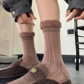 夏天薄款 咖啡色高级又百搭 轻松拿捏夏日氛围感 袜子女堆堆透气棉