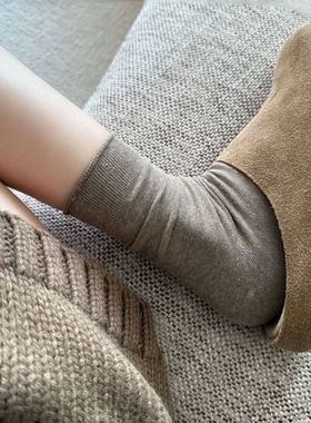 韩风清冷感灰咖~基础款堆堆袜也太好看了！氛围感满满~袜子女无骨