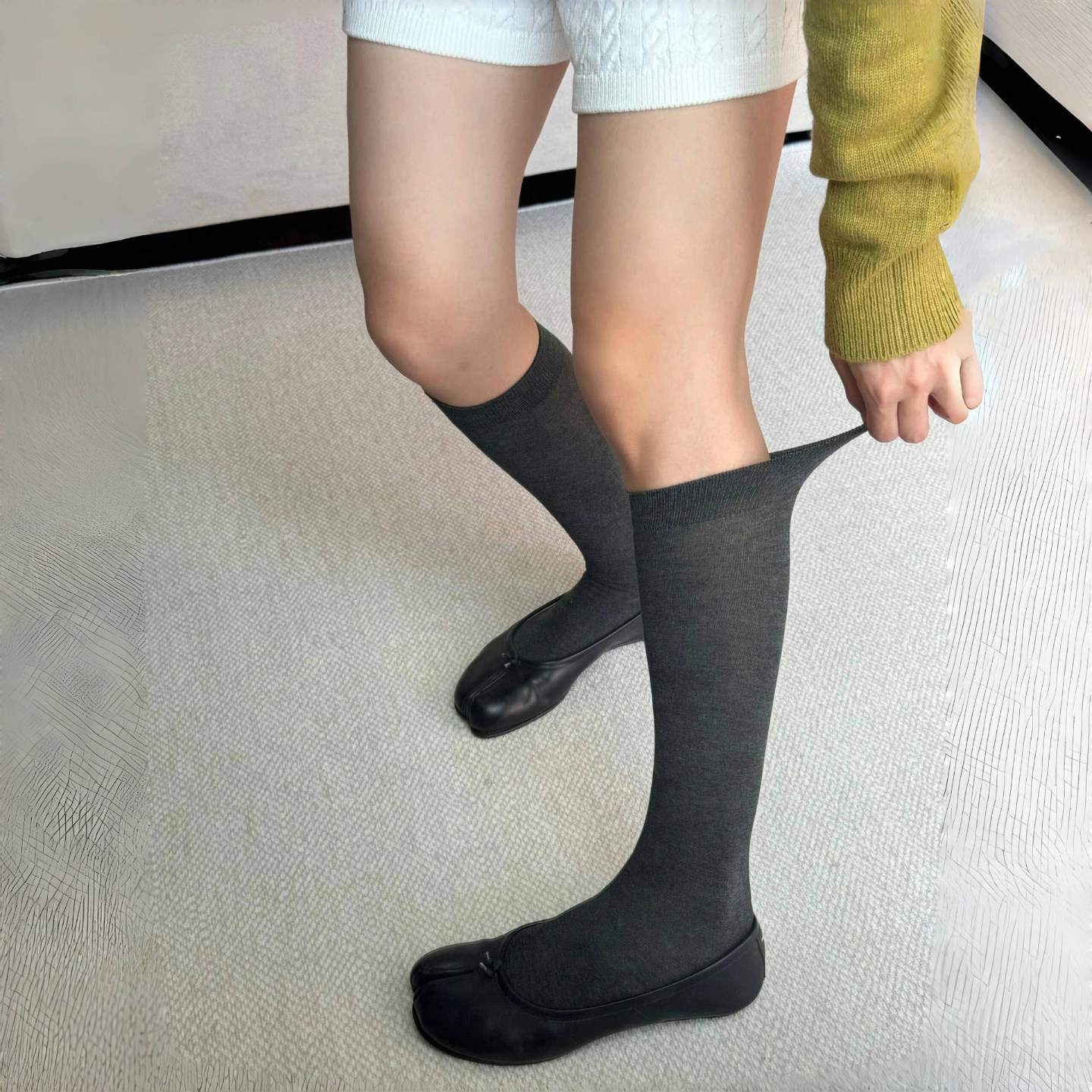 超韩！夏季也可以穿的小腿袜简直了！一整个韩妹既视感~无骨女袜